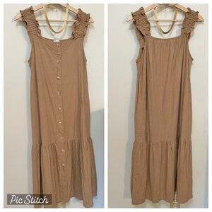Calista Khaki Midi Sundress